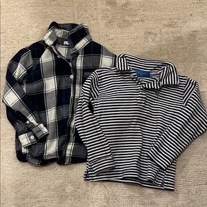Mayoral Black and White Plaid and Striped Shirt Set